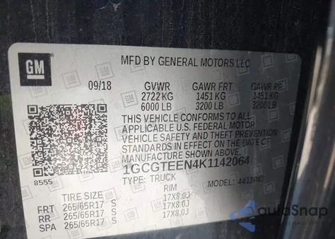 2019 Chevrolet Colorado Zr2 z USA, uszkodzony, nr VIN 1GCGTEEN4K1142064